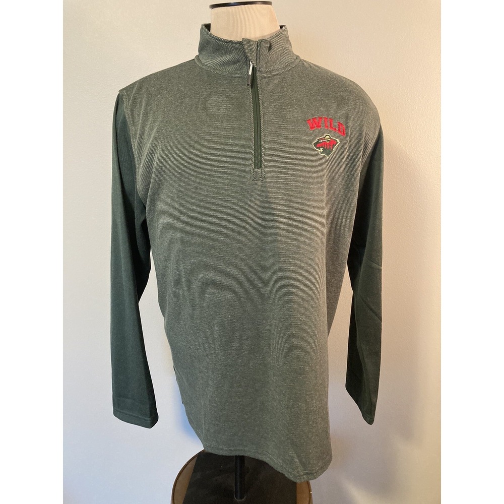 Minnesota‎ Wild NHL Long Sleeve 1/3 Zip Pullover Size L Green